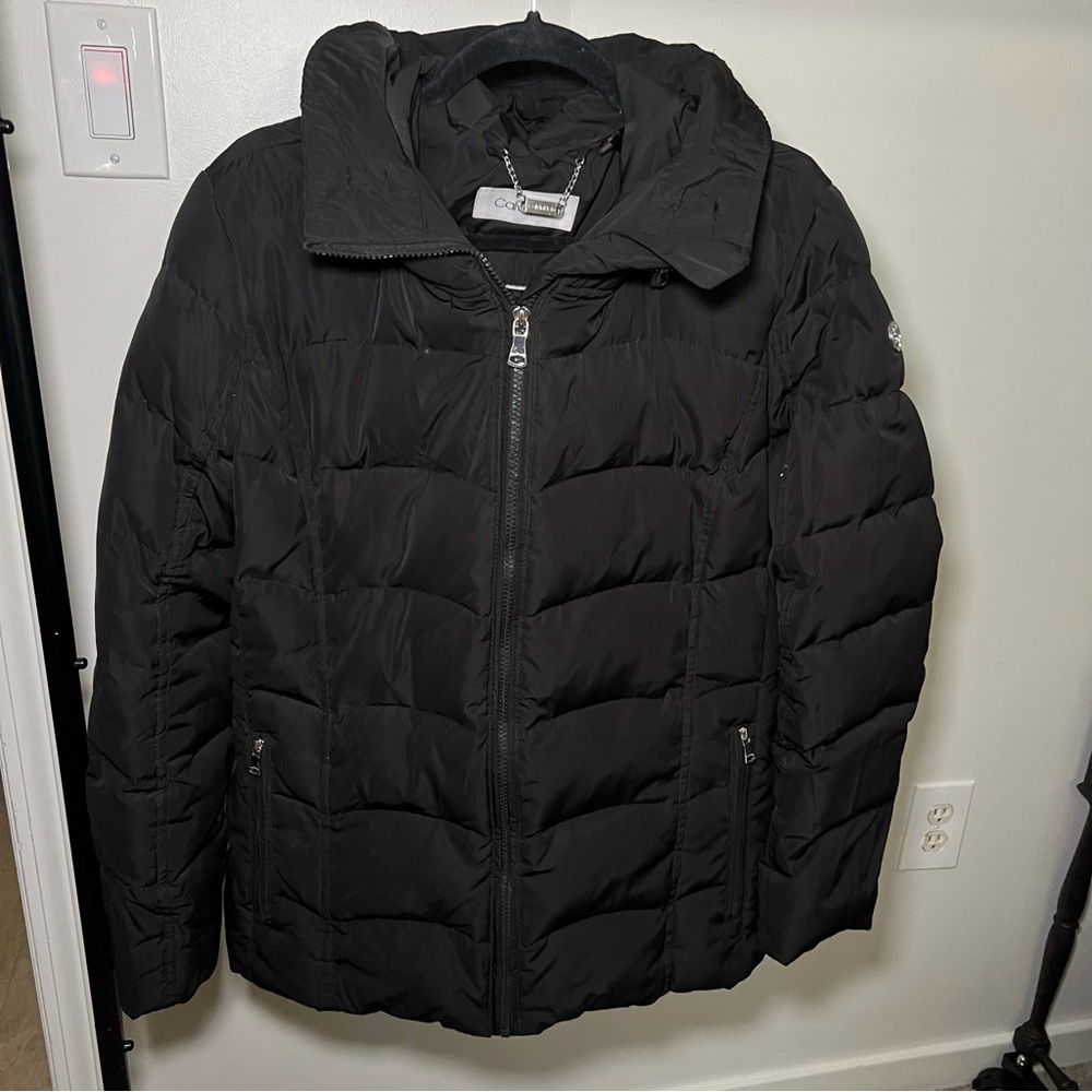 CALVIN KLEIN Women's Mid Weight Puffer Jacket in Black Size XL *READ FLAW* Warm